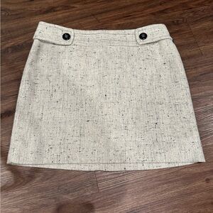Outback Red Cream Tweed Mini Skirt with Decorative Waist Buttons size 8